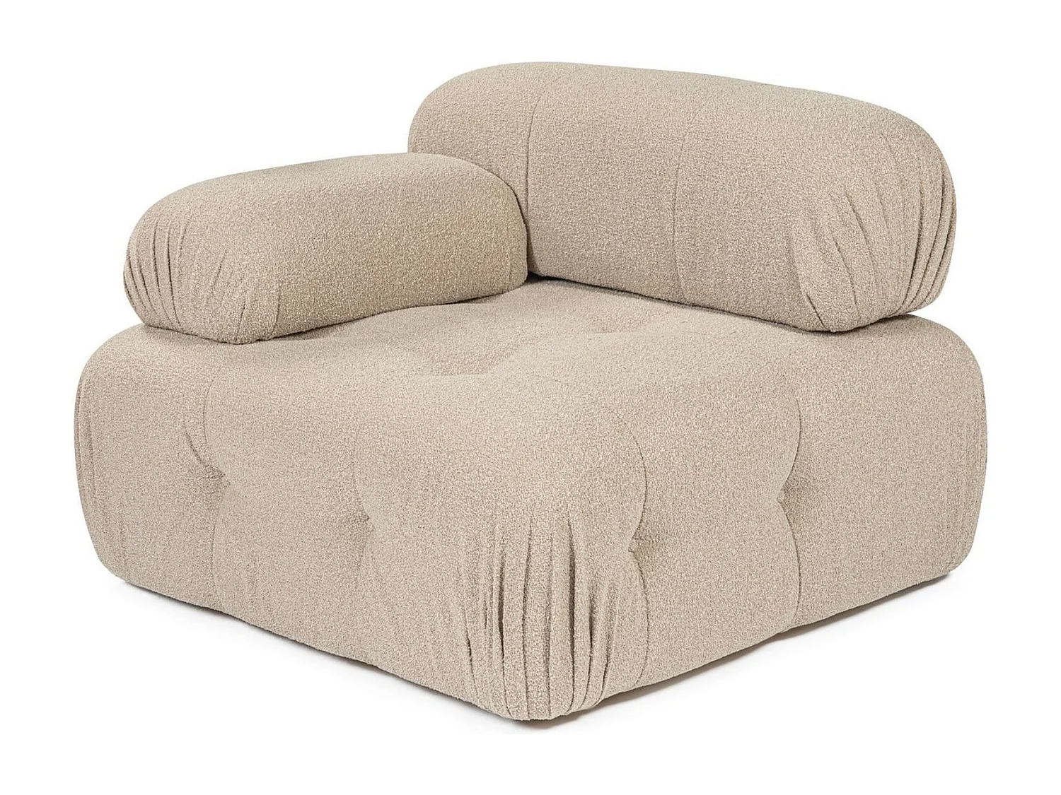 Elegante sillón de 1 plaza, color melocotón, 100 cm x 100 cm x 80 cm | Estructura de madera de haya y aglomerado, 100% poliéster, espuma 28