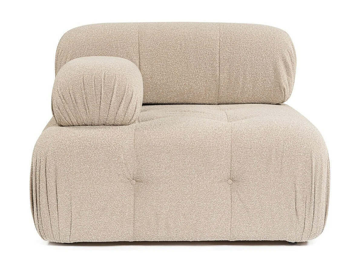 Fauteuil accoudoir ou module d'angle gauche Nounou Tissu bouclette Pêche