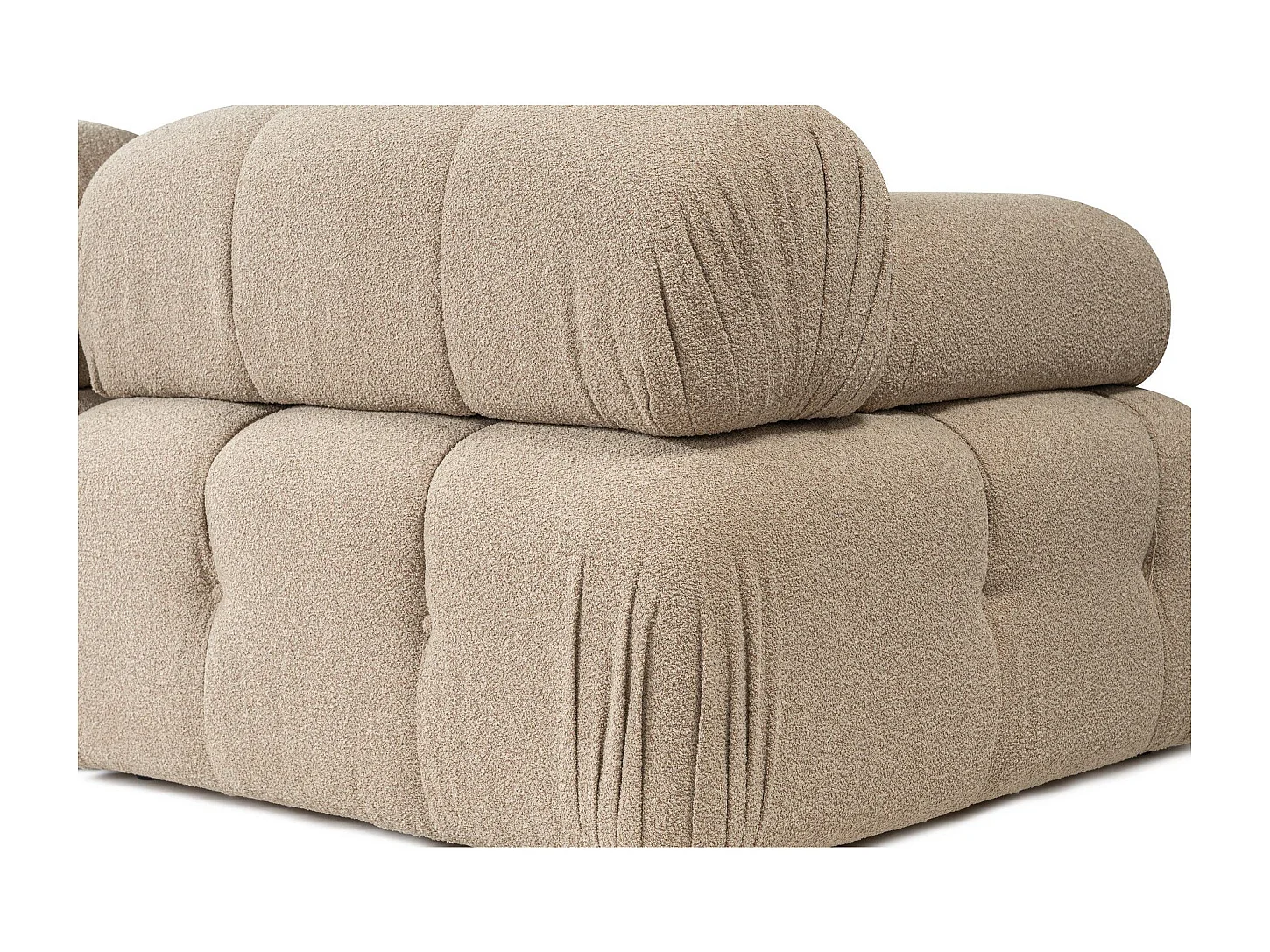 Fauteuil accoudoir ou module d'angle gauche Nounou Tissu bouclette Pêche