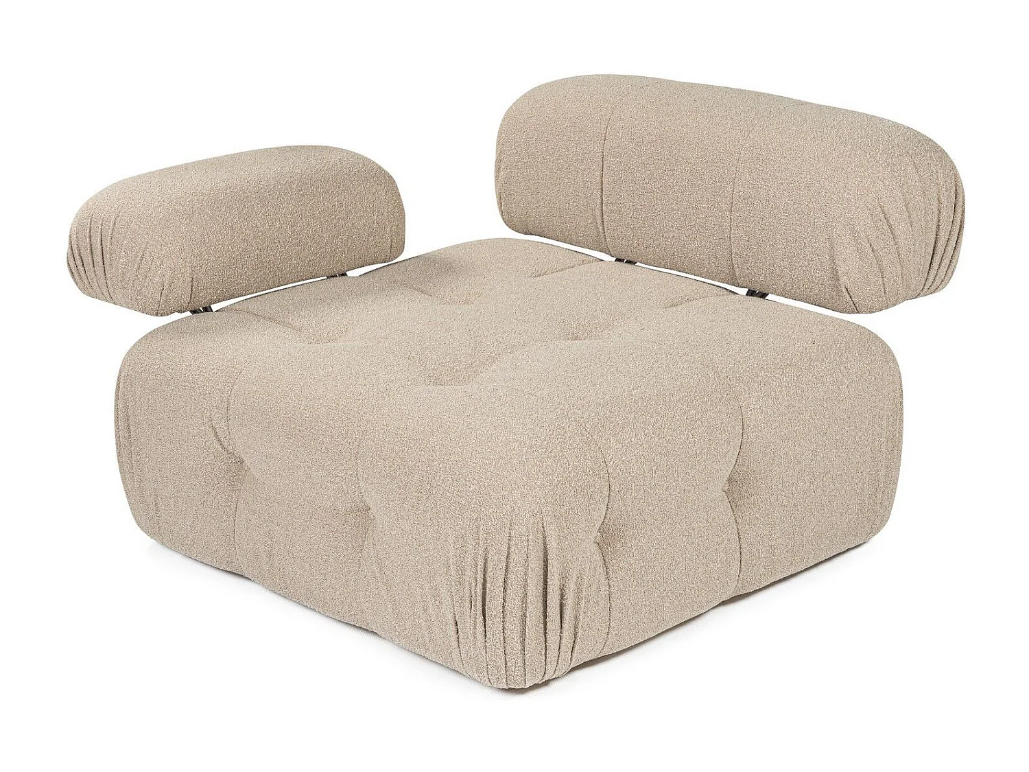 Fauteuil accoudoir ou module d'angle gauche Nounou Tissu bouclette Pêche
