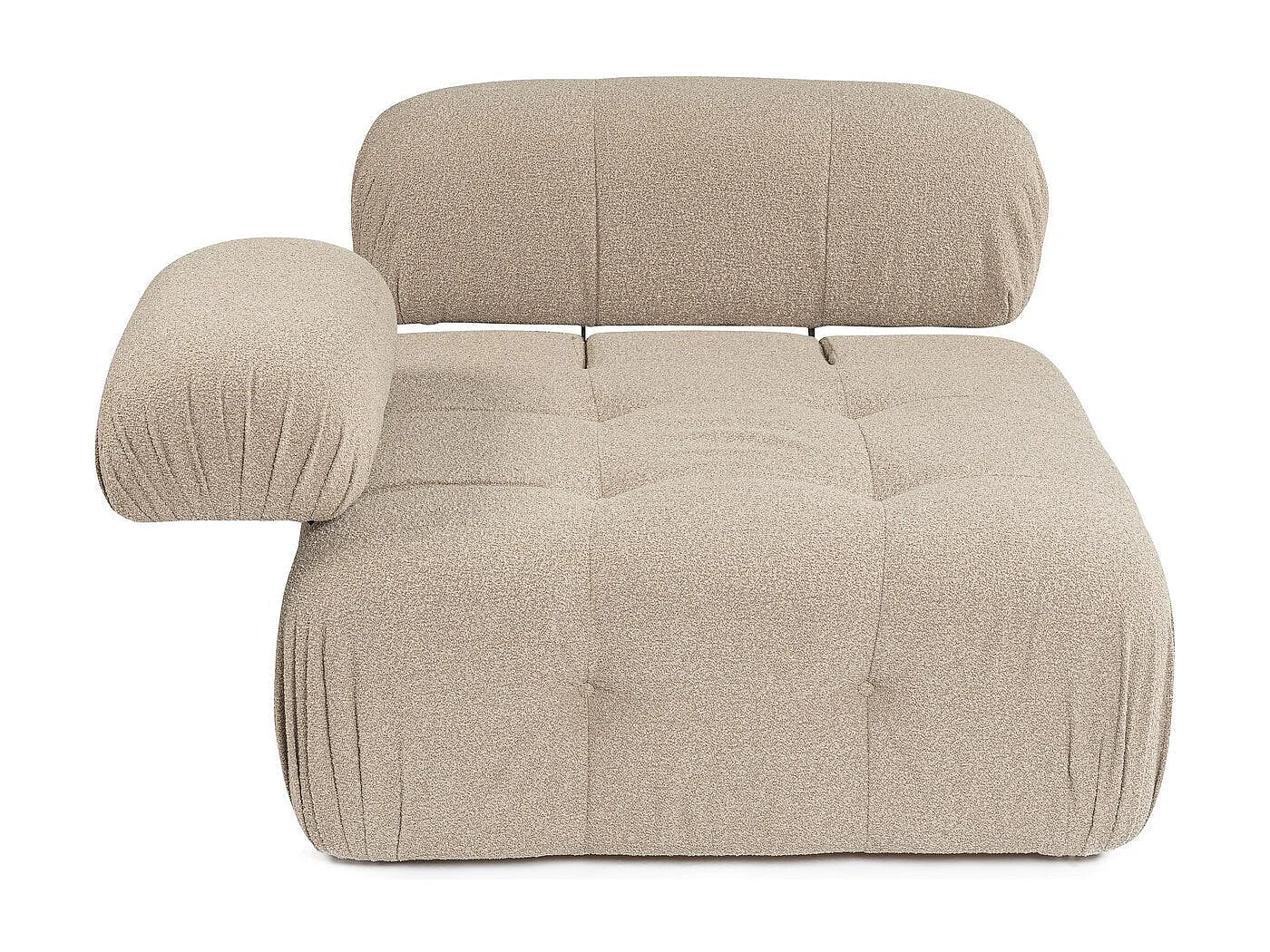 Fauteuil accoudoir ou module d'angle gauche Nounou Tissu bouclette Pêche