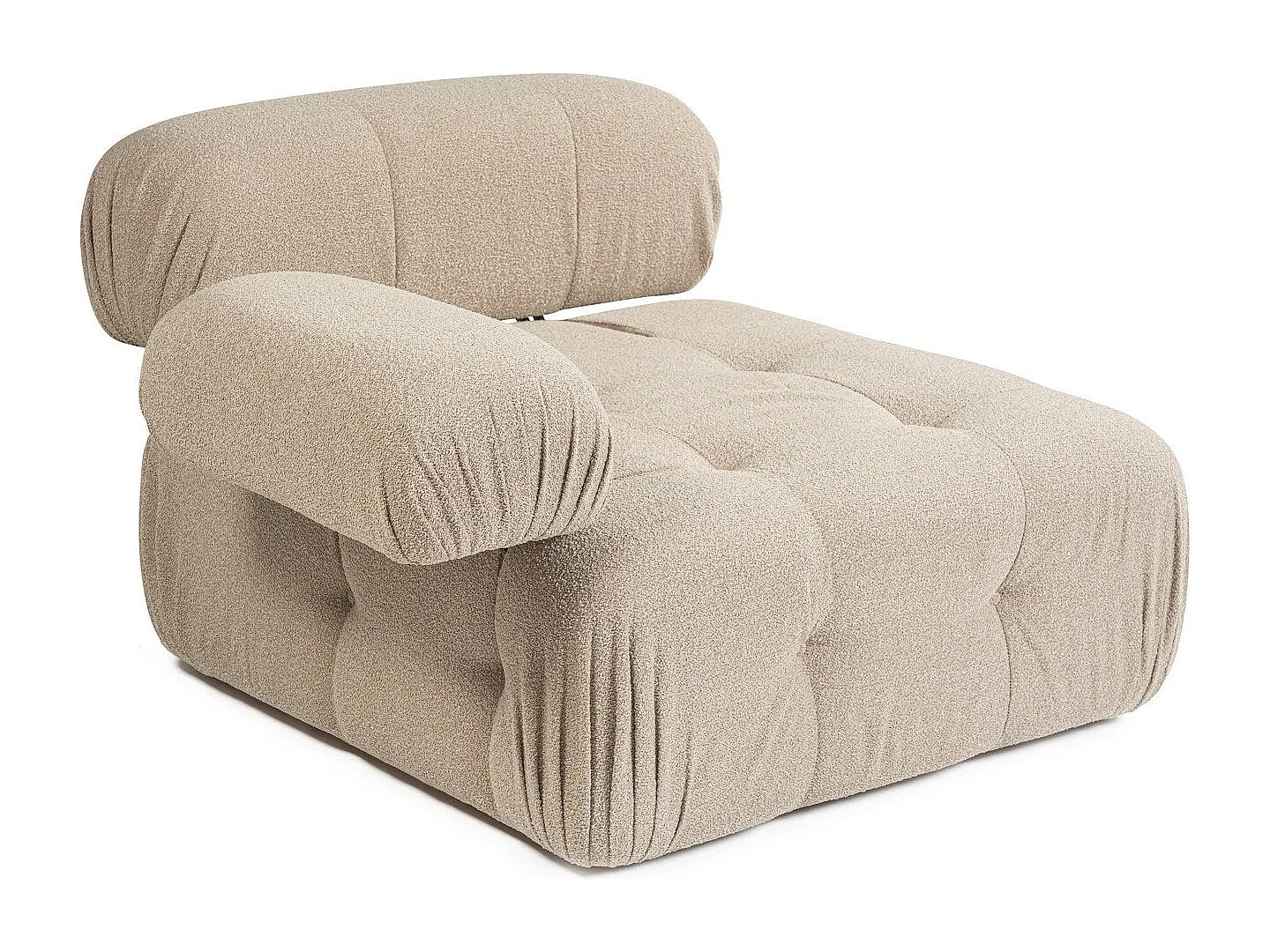 Fauteuil accoudoir ou module d'angle gauche Nounou Tissu bouclette Pêche