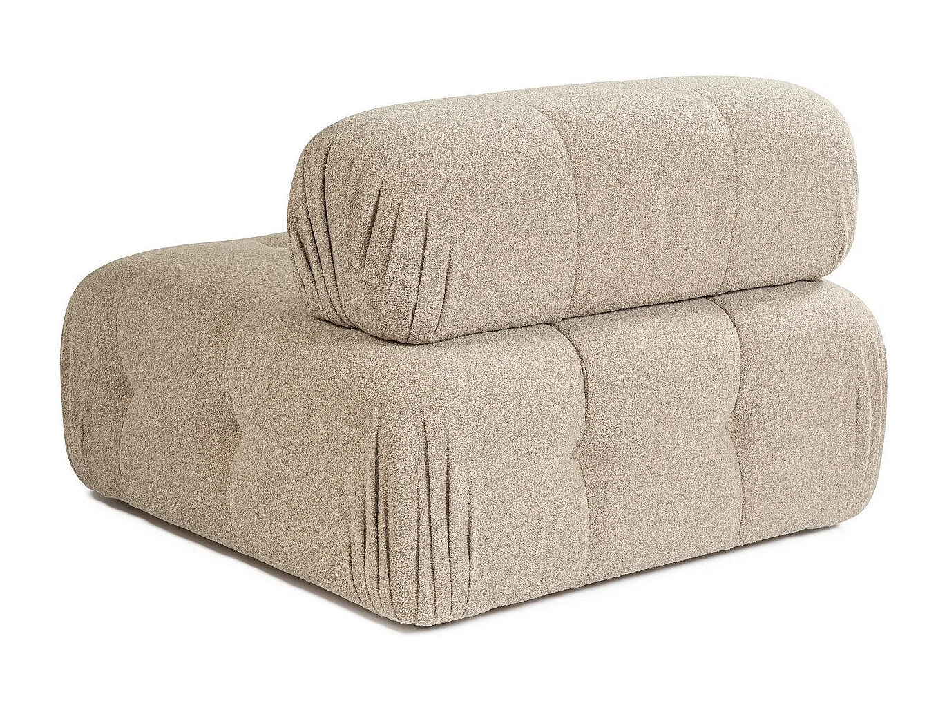 Fauteuil accoudoir ou module d'angle gauche Nounou Tissu bouclette Pêche