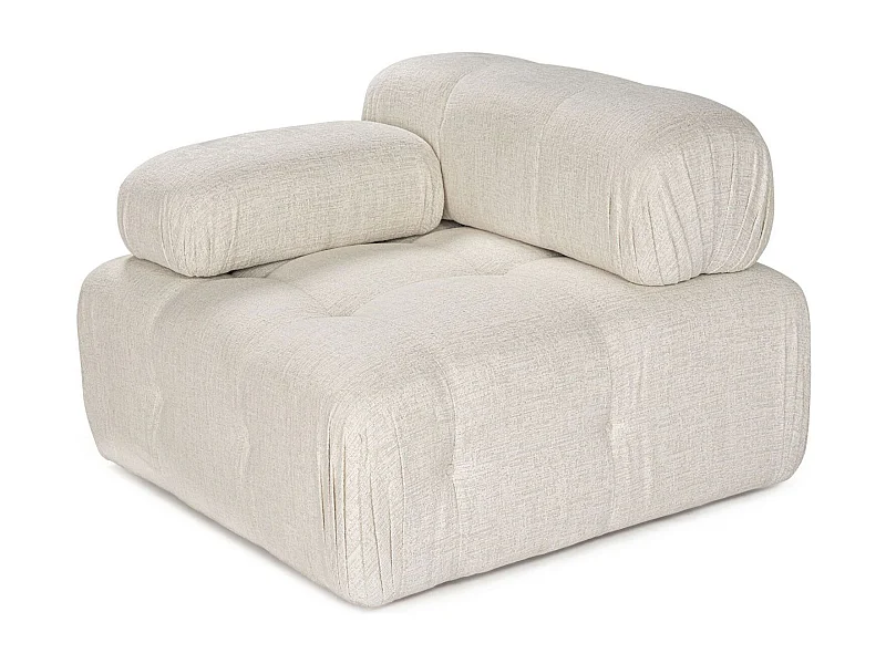 Elegante sillón de 1 plaza, color crema, 100 cm x 100 cm x 80 cm | Estructura de madera de haya y aglomerado, 100% poliéster, espuma 28 DNS