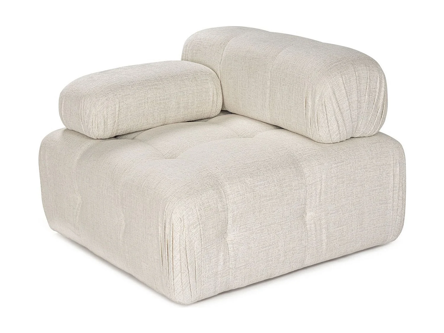 Elegante sillón de 1 plaza, color crema, 100 cm x 100 cm x 80 cm | Estructura de madera de haya y aglomerado, 100% poliéster, espuma 28 DNS