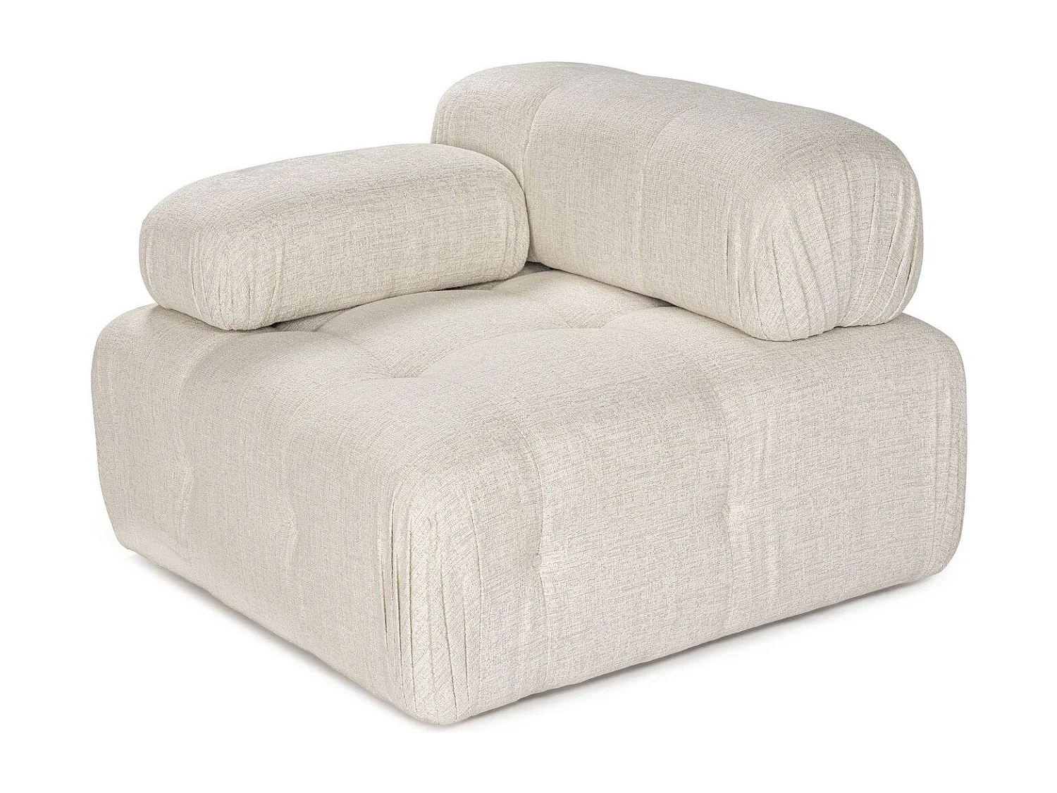 Elegante sillón de 1 plaza, color crema, 100 cm x 100 cm x 80 cm | Estructura de madera de haya y aglomerado, 100% poliéster, espuma 28 DNS