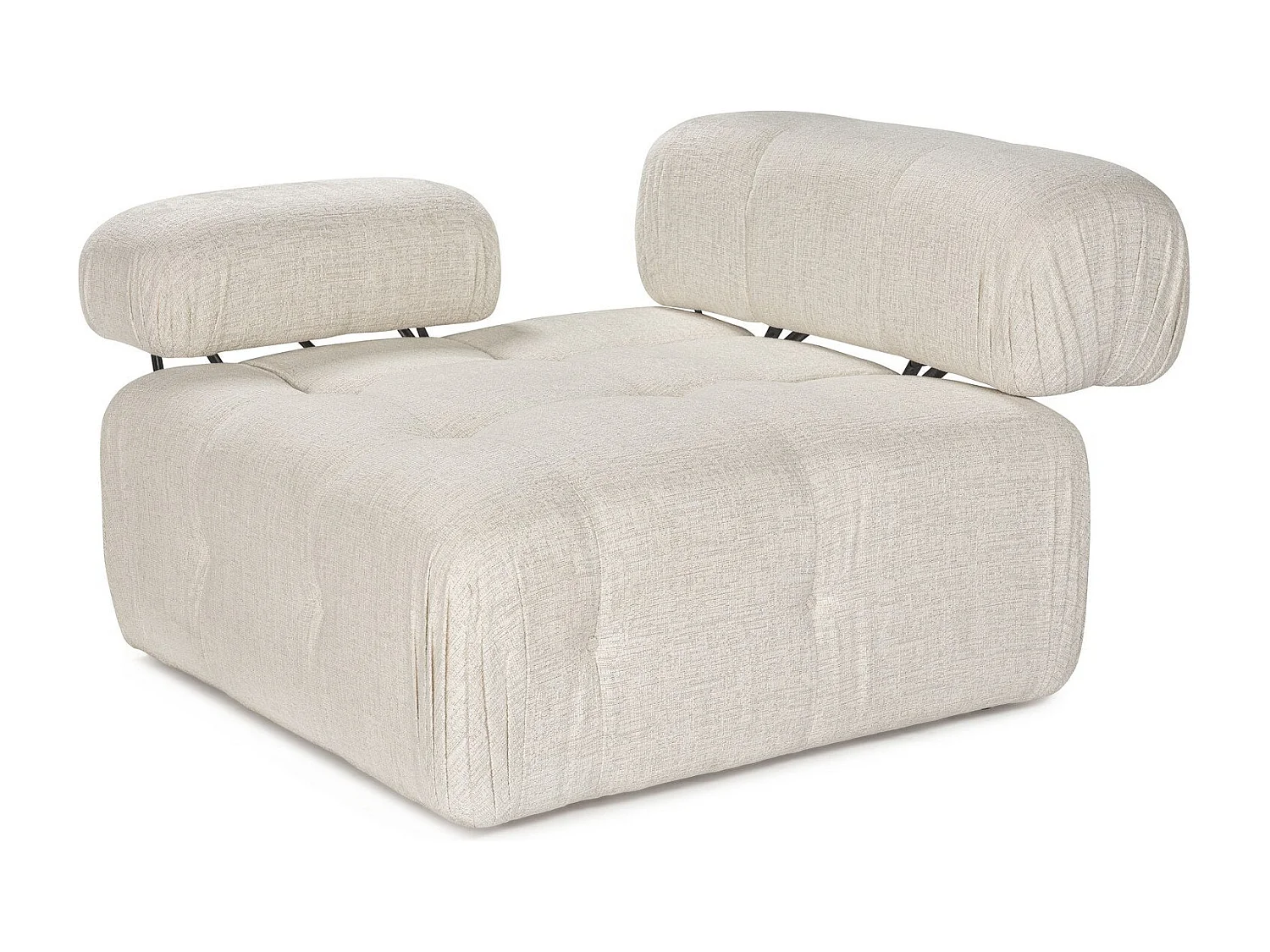 Elegante sillón de 1 plaza, color crema, 100 cm x 100 cm x 80 cm | Estructura de madera de haya y aglomerado, 100% poliéster, espuma 28 DNS