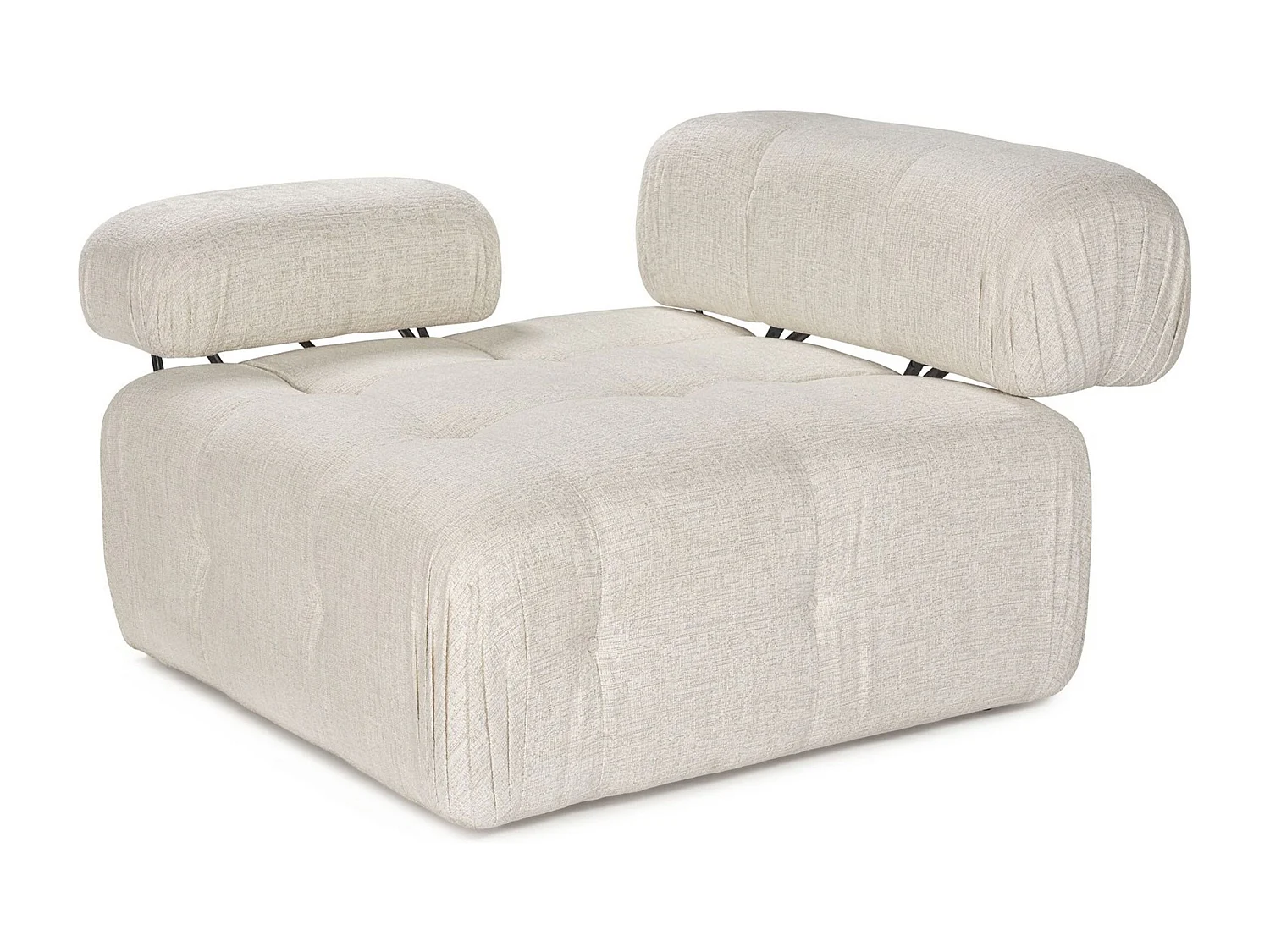 Poltrona elegante de 1 lugar, cor creme, 100 cm x 100 cm x 80 cm | Estrutura em madeira de faia e aglomerado, 100% poliéster, espuma 28 DNS | Design m