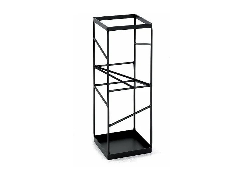 Paragüero de metal negro de diseño contemporáneo Willi