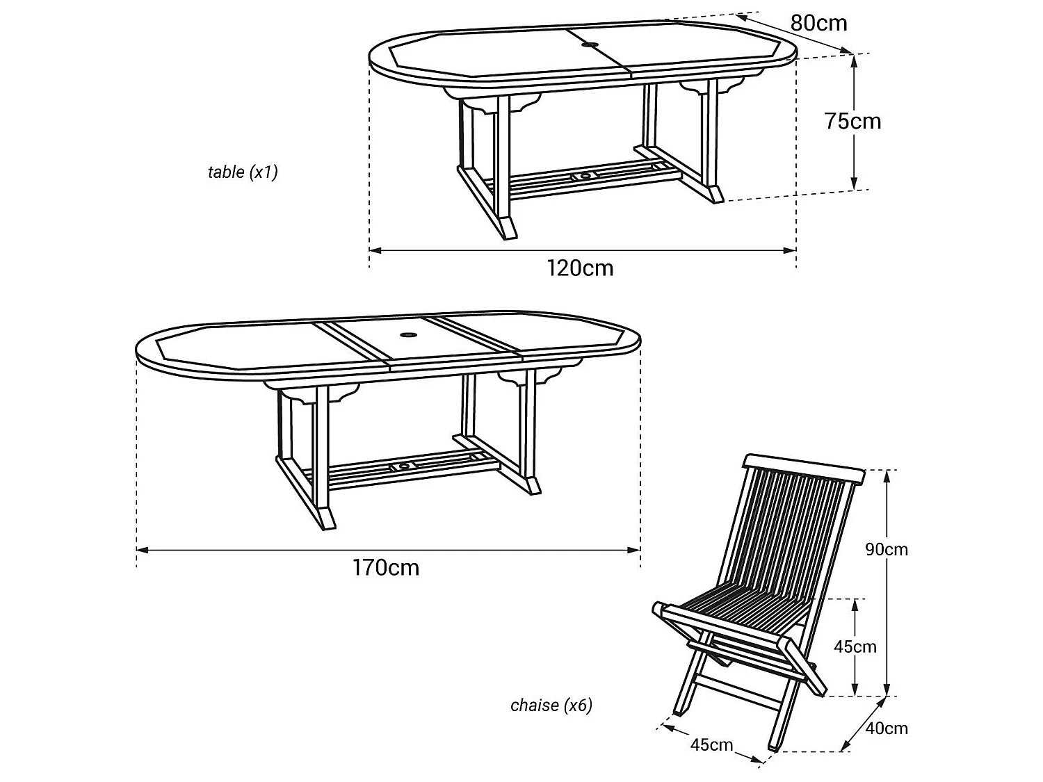 SALENTO - ENSEMBLE TABLE OVALE DE JARDIN ET CHAISES EN TECK - Ensemble table de jardin et chaises  - 1AND4