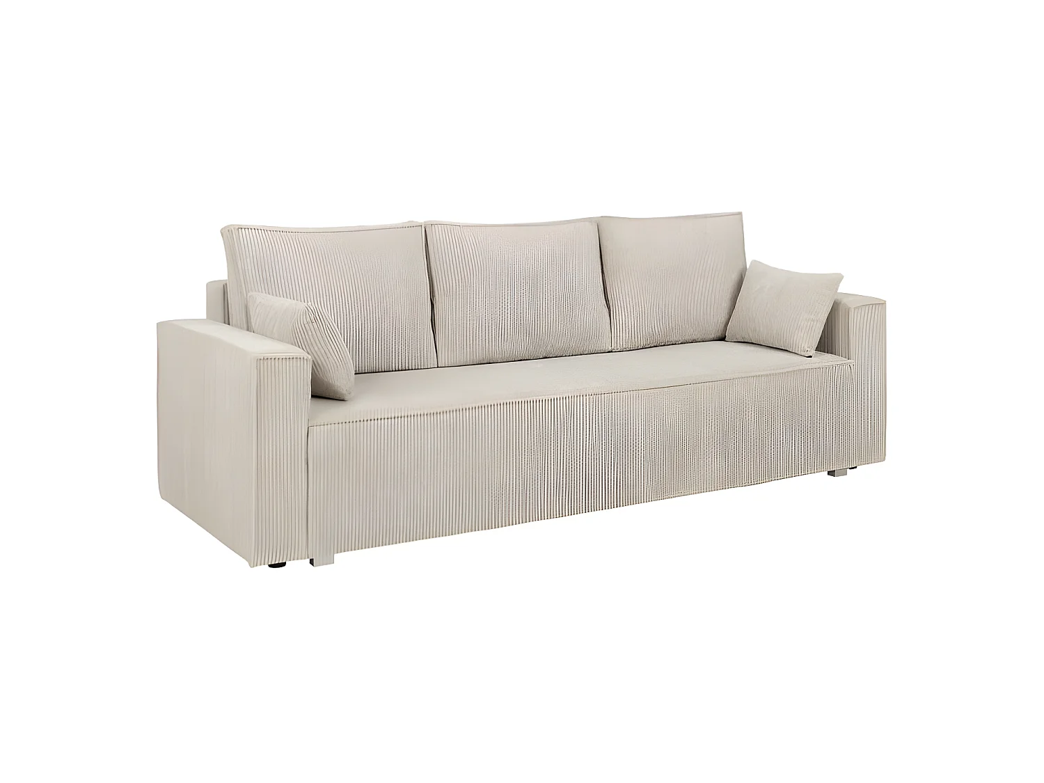 Canapé convertible 3 places ANAFI en velours côtelé beige