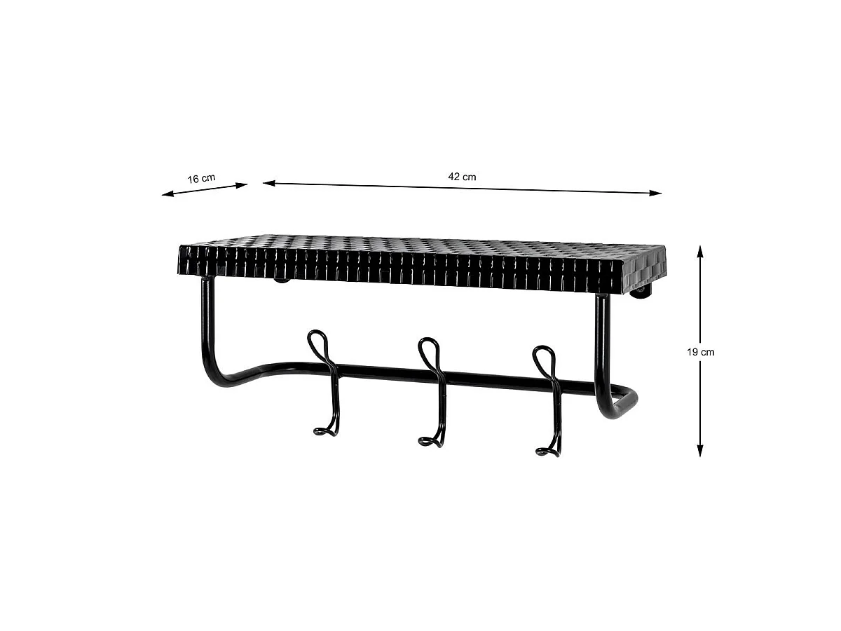 Patère Murale Étagère "Lilian" 42cm Noir