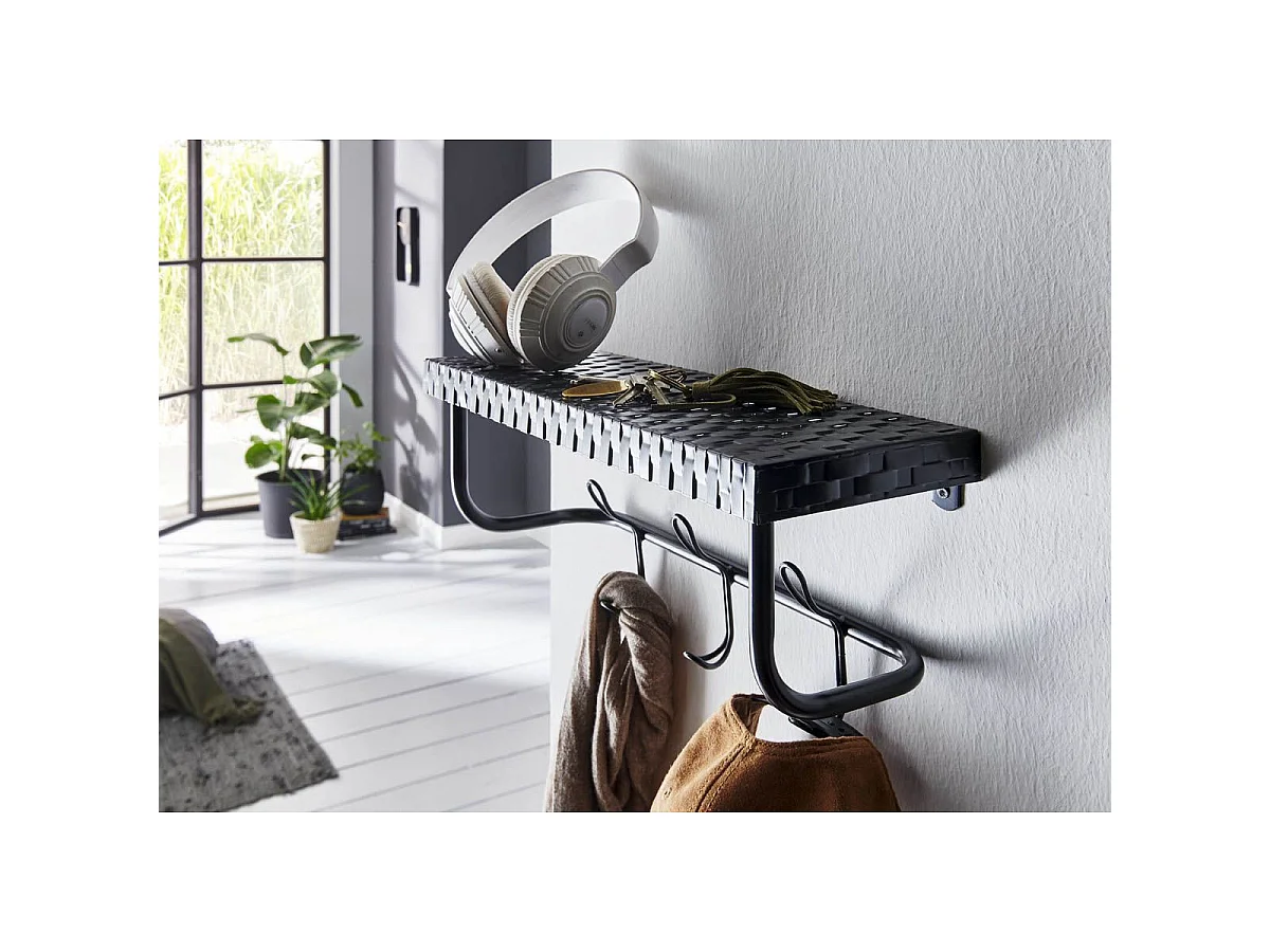 Patère Murale Étagère "Lilian" 42cm Noir