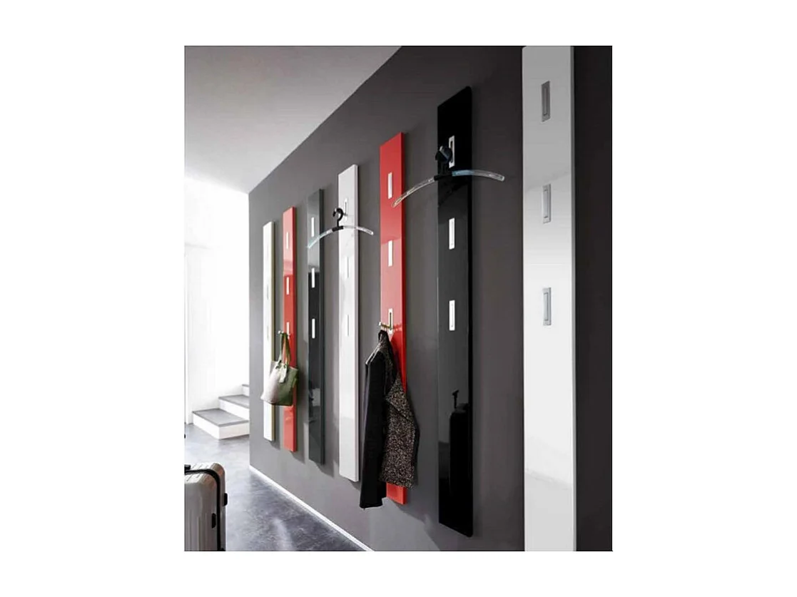 Perchero de pared lacado de diseño blanco negro Alti - Blanco