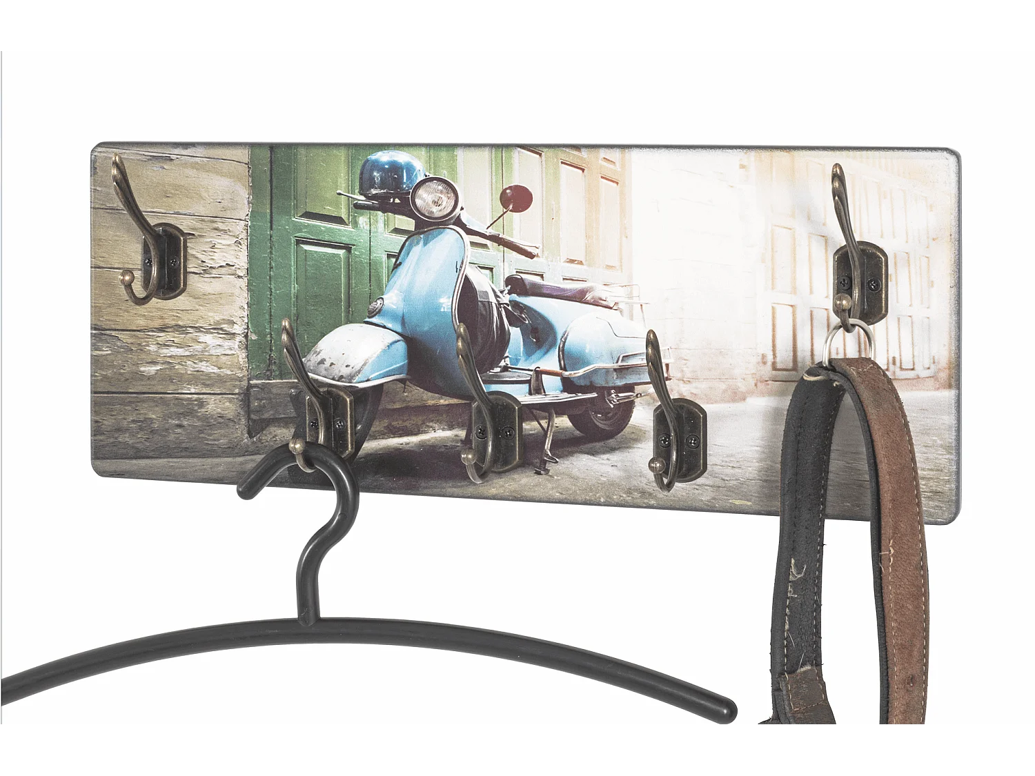 Colgadores de pared de diseño scooter vintage, 5 colgadores Anja