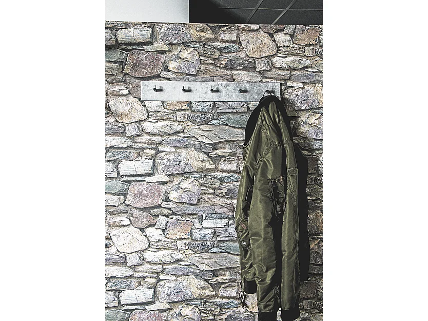 Perchero de pared de diseño concreto con 5 ganchos Gris