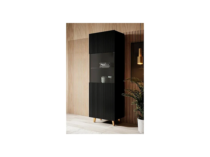 Gustave vitrina de diseño negro mate 182 x 60cm