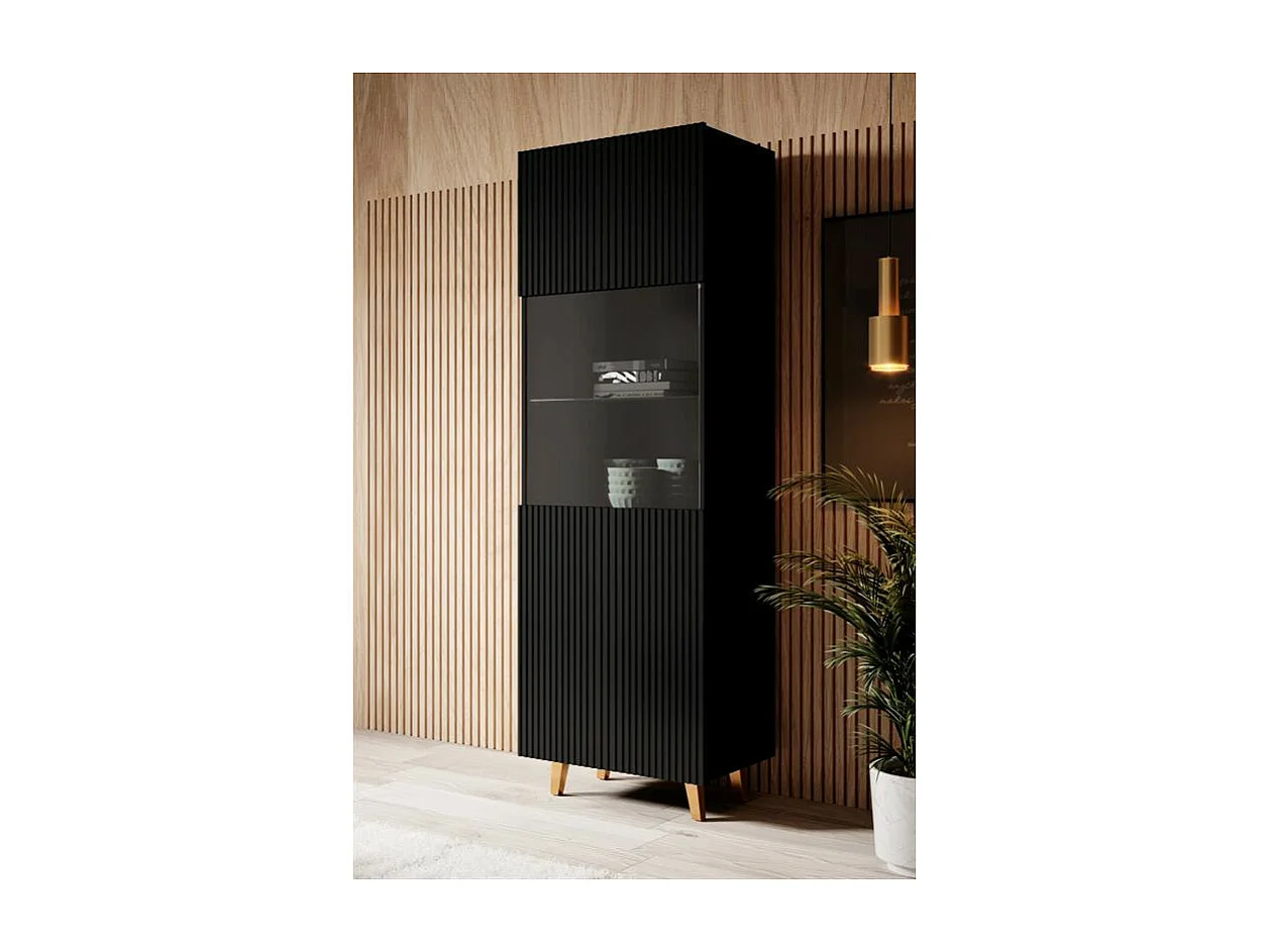 Vitrine design noir mat 182 x 60cm Gustave