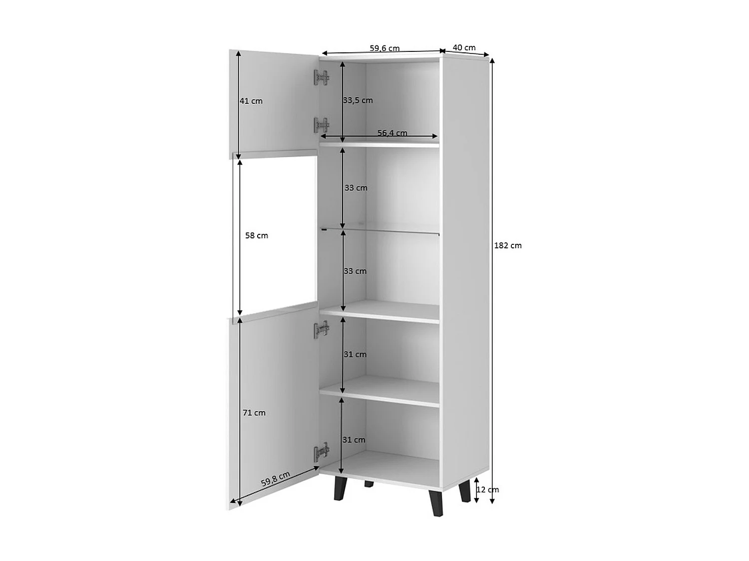 Vitrine design blanc mat 60 x 182cm Gustave