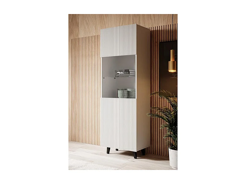 Vitrine design blanc mat 60 x 182cm Gustave