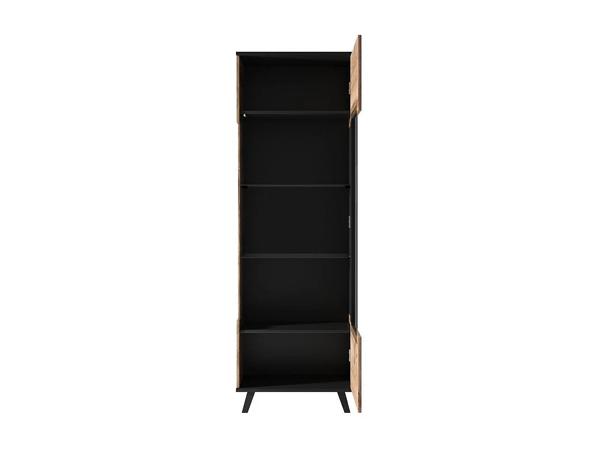 Vitrine contemporaine noire et aspect chêne wotan PUMP