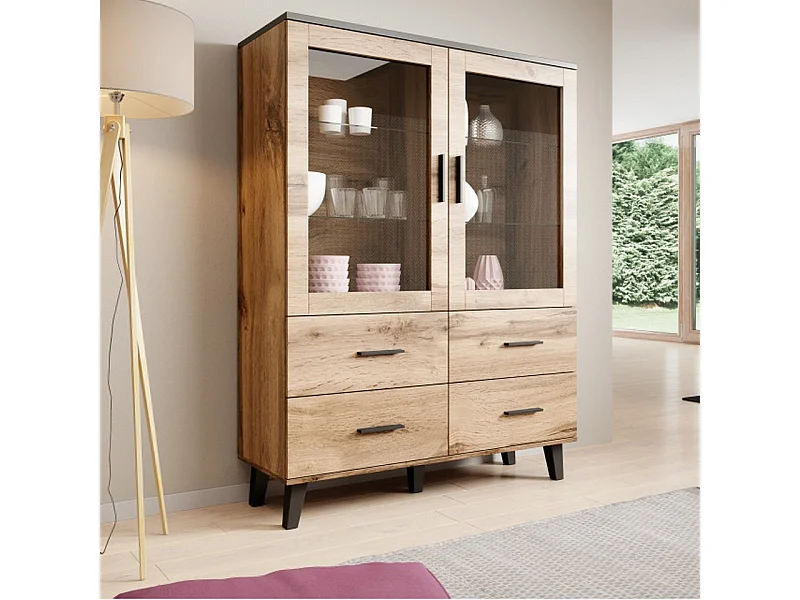 Vetrina in rovere e nero opaco 120x160cm Colin