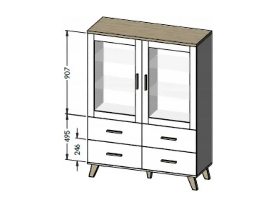Vetrina in rovere e nero opaco 120x160cm Colin