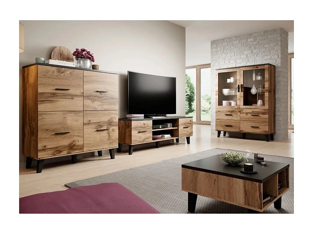 Vetrina in rovere e nero opaco 120x160cm Colin