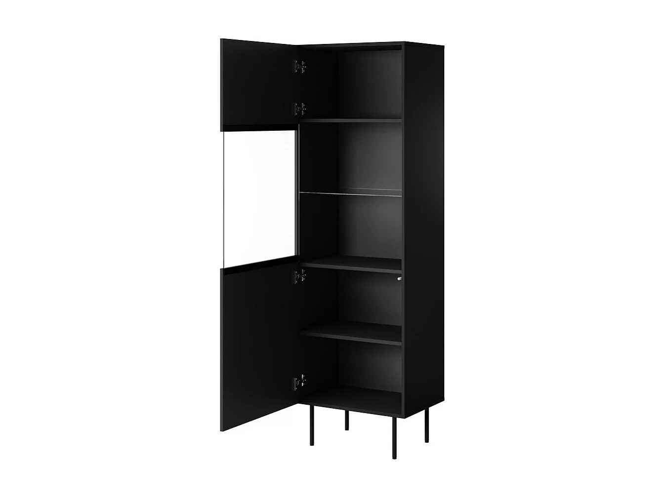190 cm Vetrina Climb in nero opaco e rovere