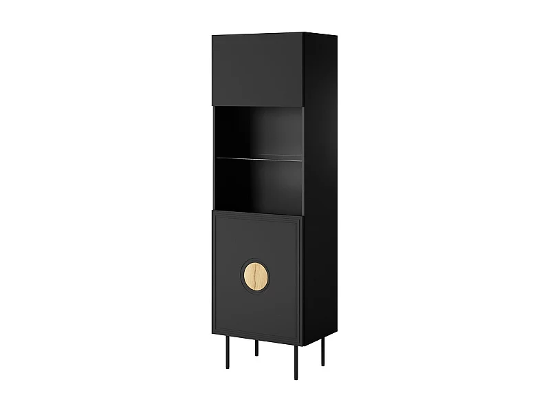 190 cm Vetrina Climb in nero opaco e rovere