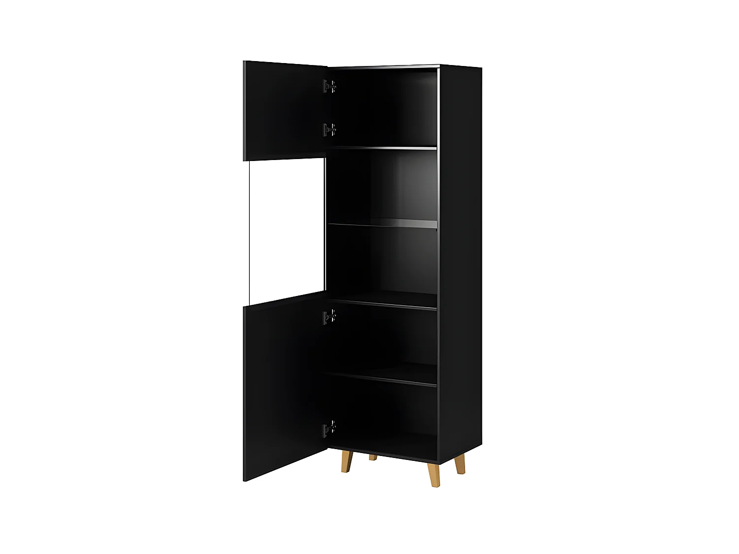 Vetrina design scanalata Gustave a 2 nicchie in nero opaco