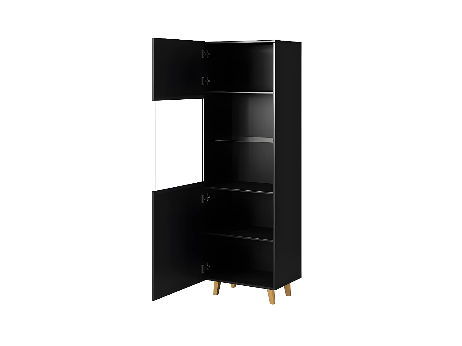 Vitrine design noir mat rainuré 2 niches Gustave