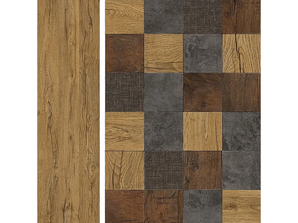 Vitrine grise et style bois patchwork 192 cm Patch