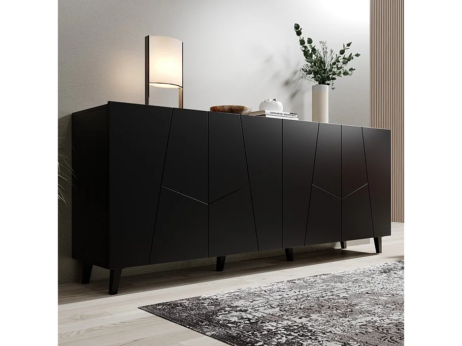 Aparador de diseño Fuji negro mate 200 cm