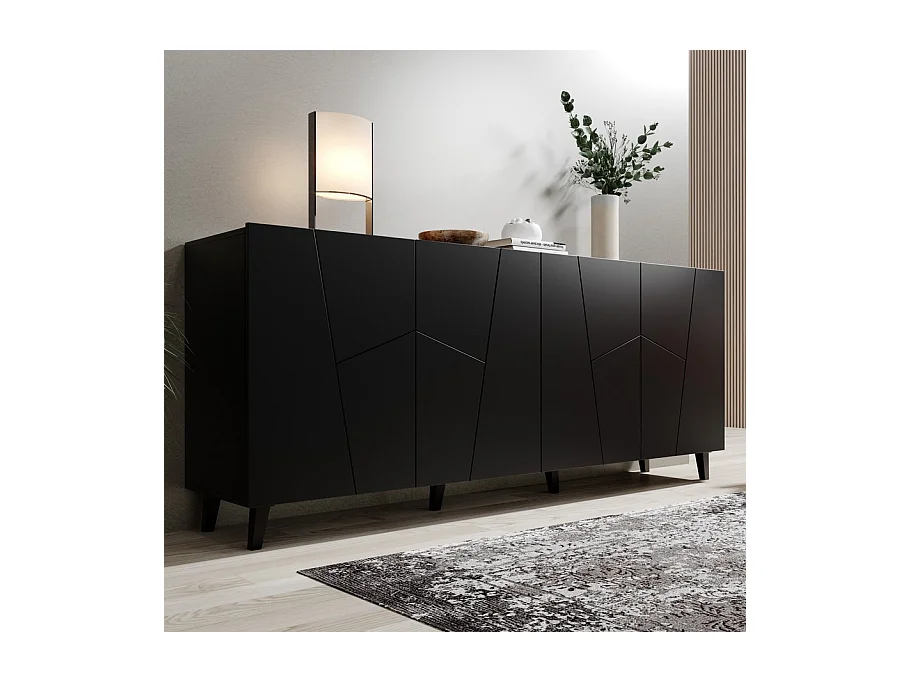 Buffet design noir mat 200 cm Fuji