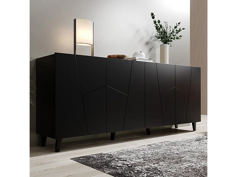 Credenza design Fuji nero opaco 200 cm