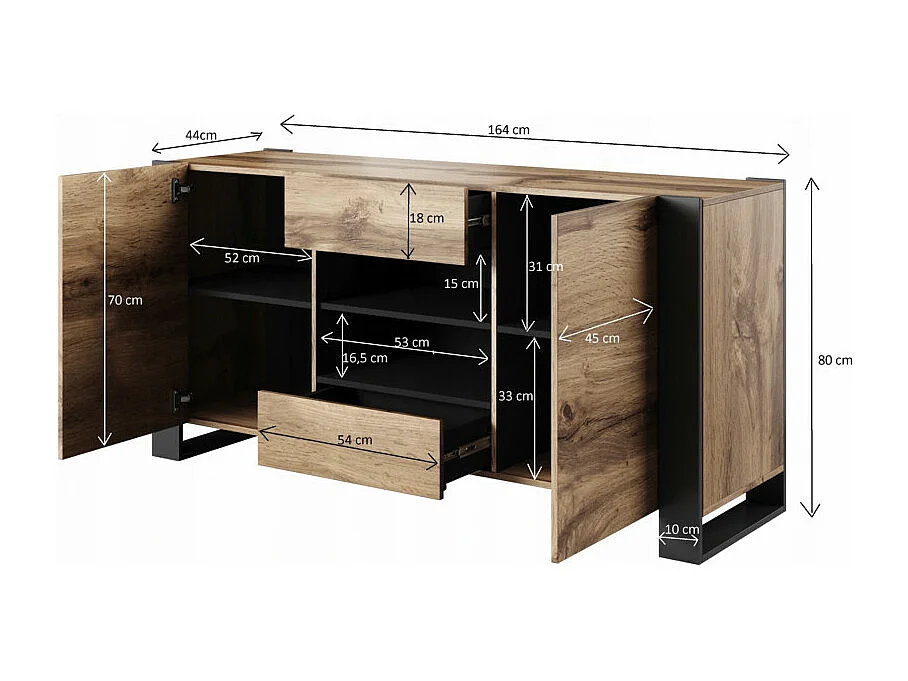 Credenza in rovere e antracite 164 cm Yosh