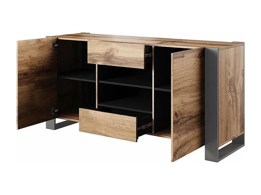 Aparador roble y antracita 164cm Yosh