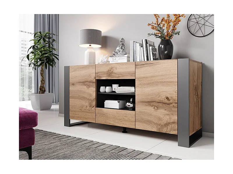 Credenza in rovere e antracite 164 cm Yosh