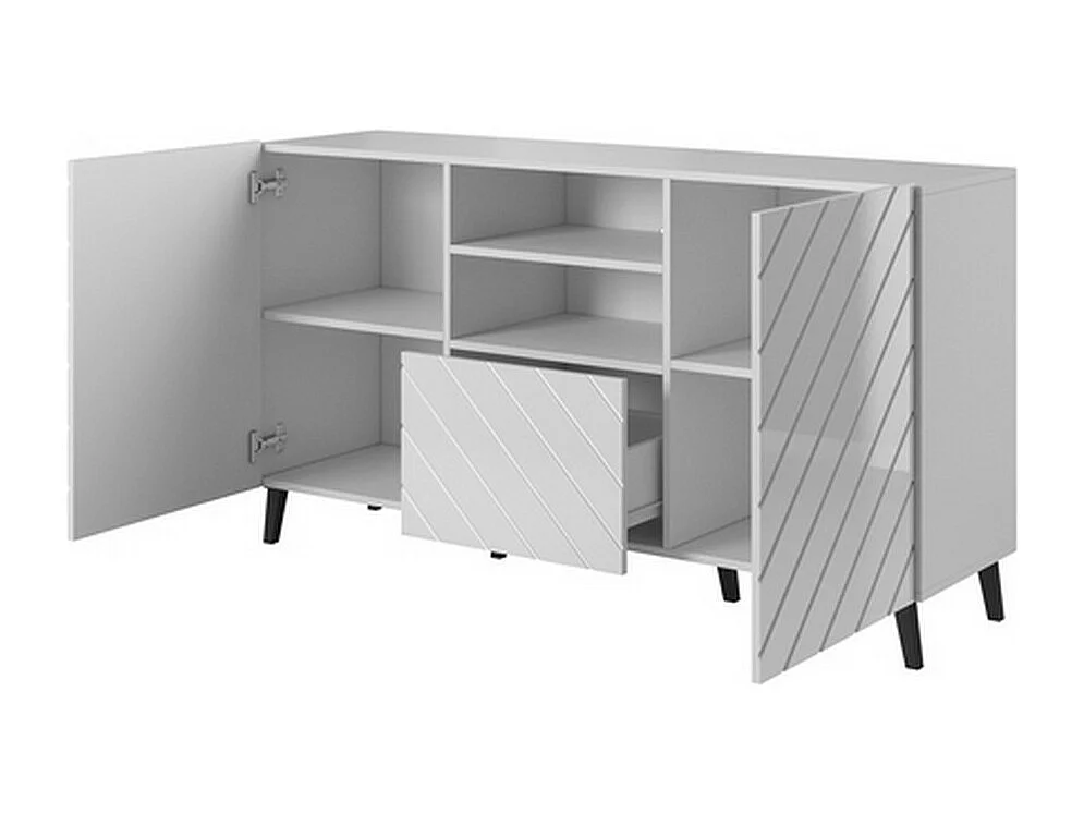 Buffet design blanc brillant 150 cm Yaka