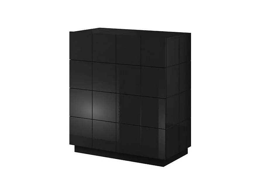 Cómoda de diseño en negro brillante + Flow LED - azul