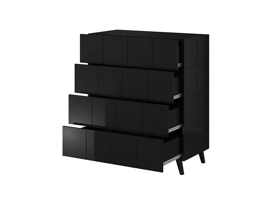 Cómoda de diseño en negro brillante + Flow LED - azul