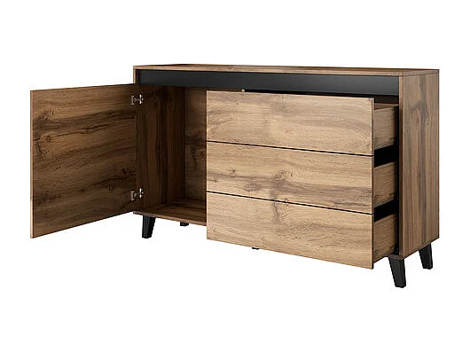 Cassettone a 1 anta e 3 cassetti 138 cm - Decorazione rovere Stik