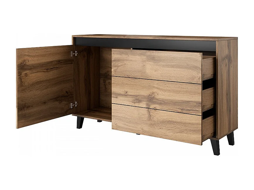 Arcón 1 puerta 3 cajones 138cm - Decoración roble Stik