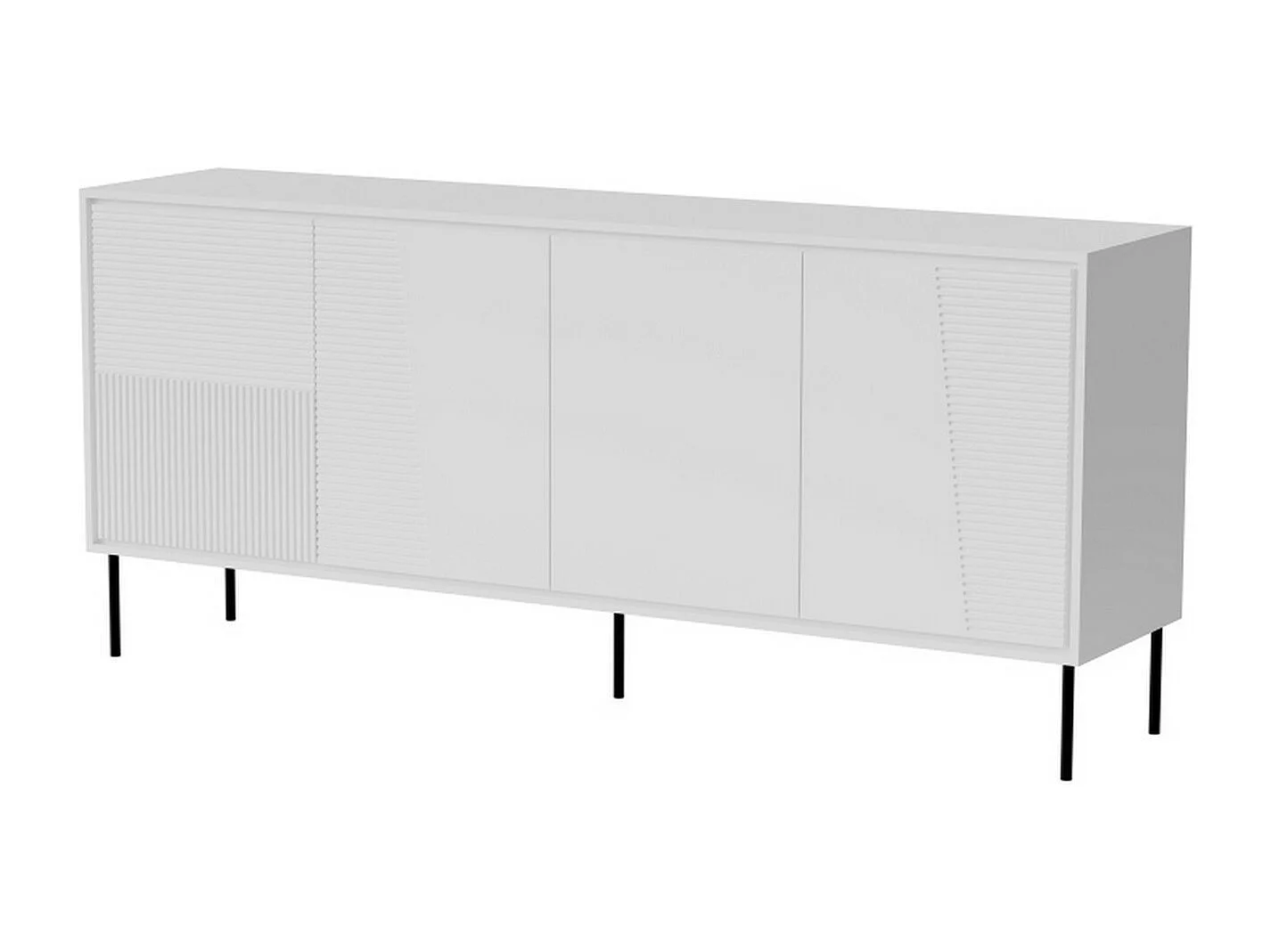 Buffet design blanc mat 200 cm avec pieds en métal noir Ula