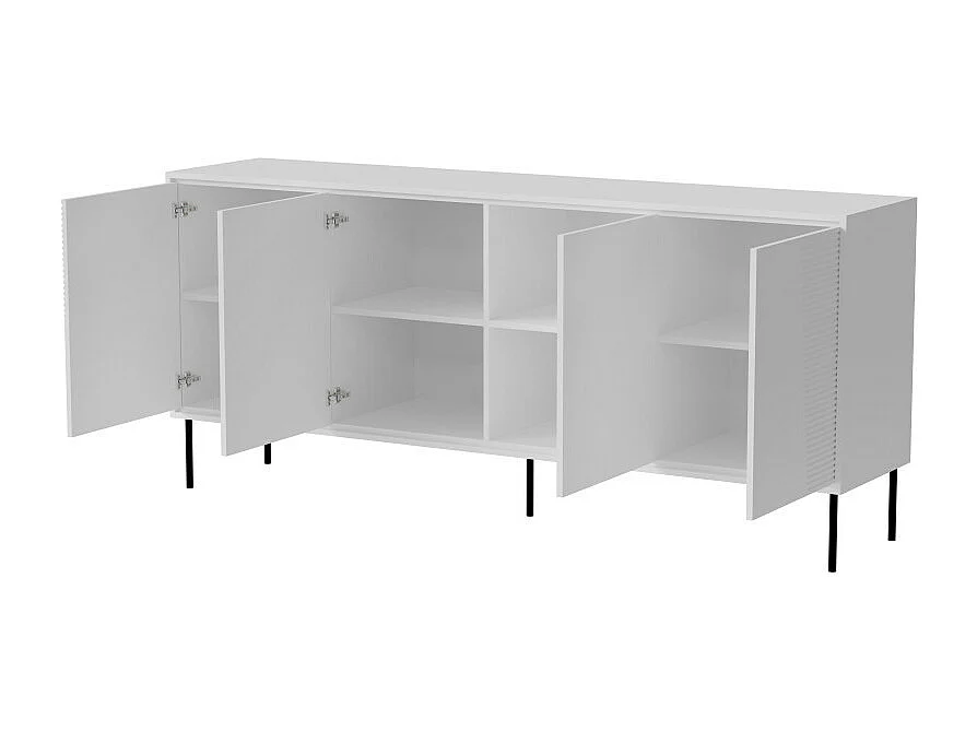 Buffet design blanc mat 200 cm avec pieds en métal noir Ula