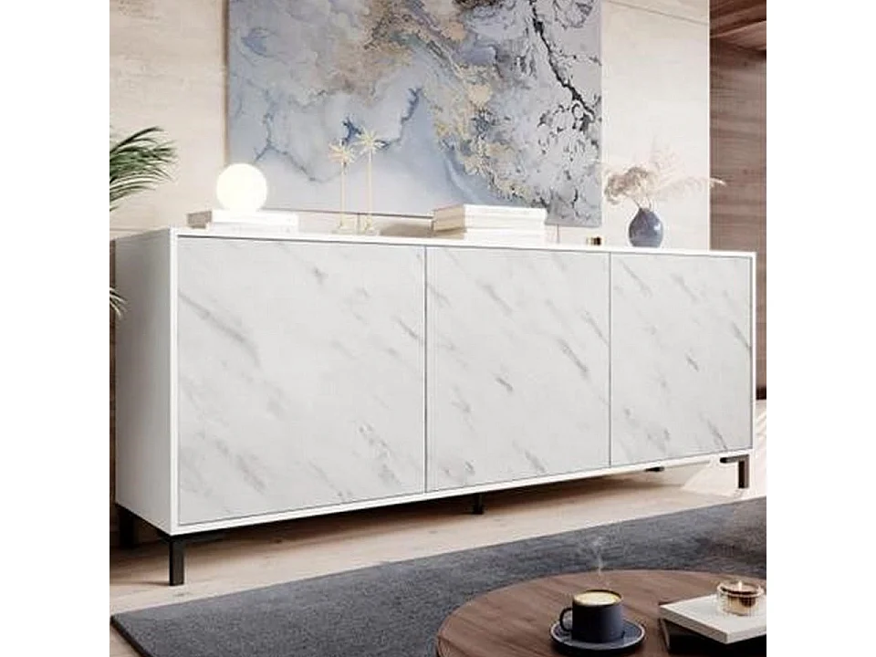 Credenza di design effetto marmo bianco 200 cm Ketla