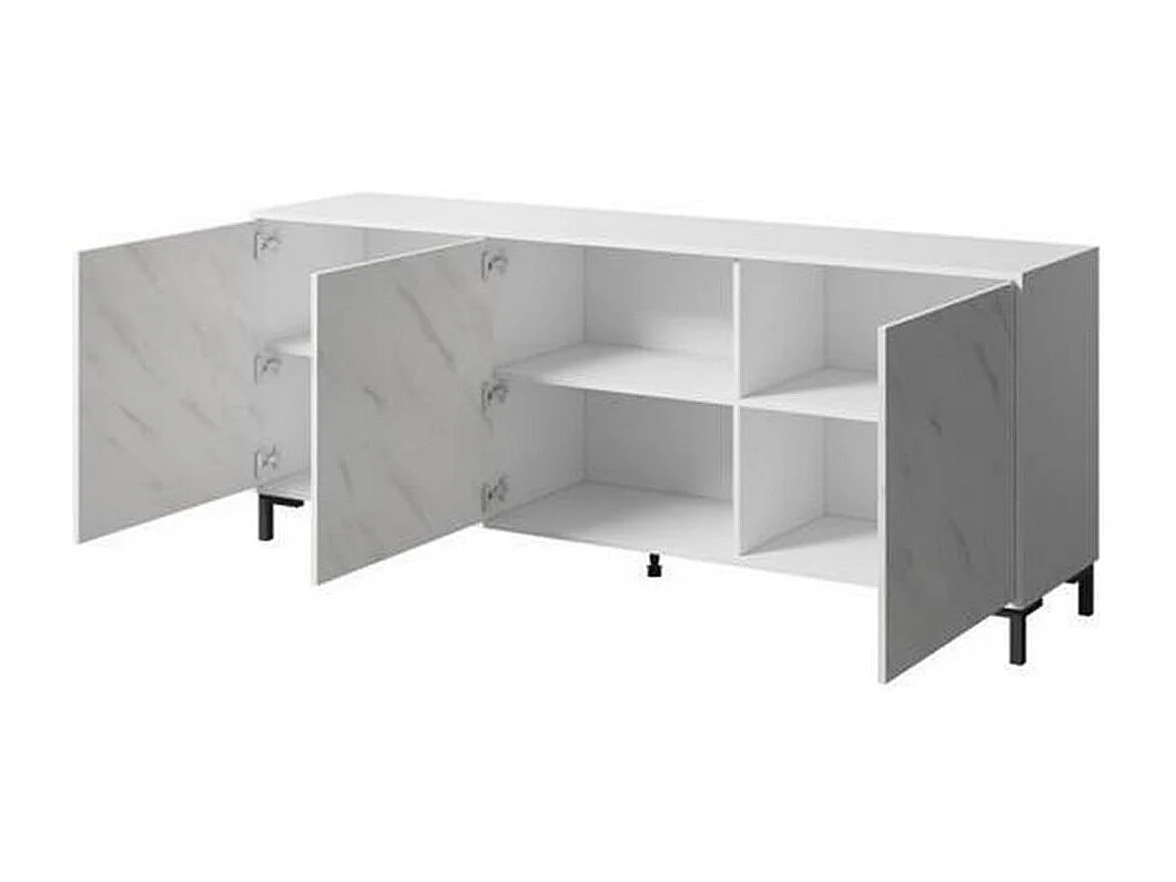 Buffet design effet marbre blanc 200cm Ketla
