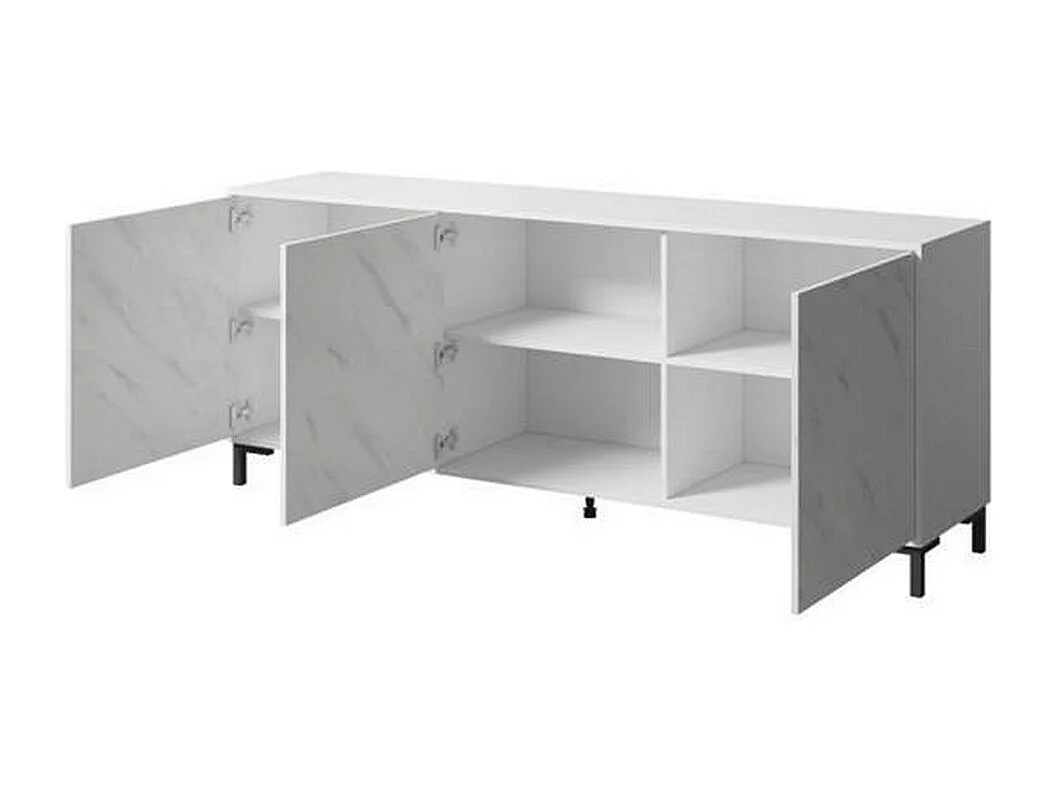 Buffet design effet marbre blanc 200cm Ketla