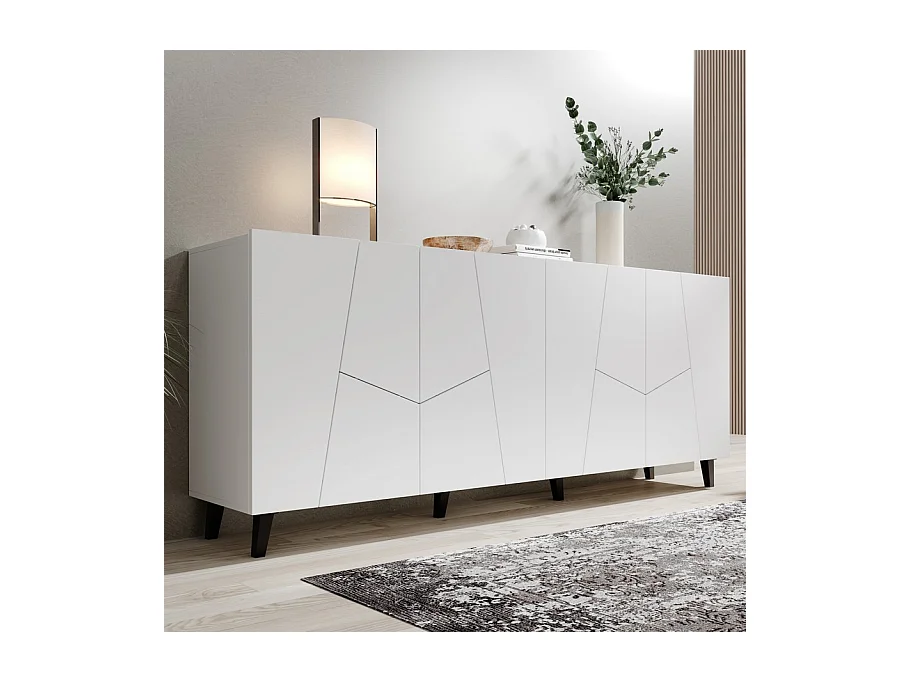 Buffet design blanc mat 200 cm Fuji